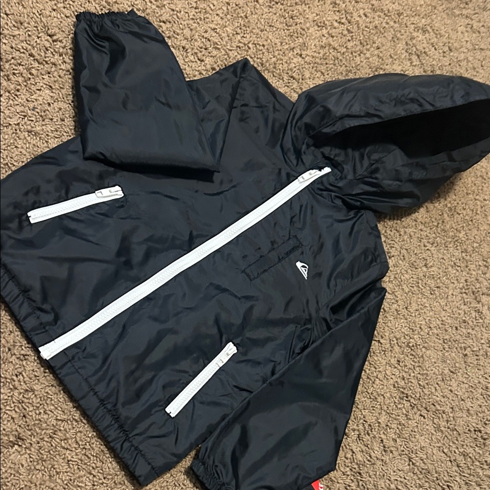 Quiksilver Kids Raincoat - Black with White Accents